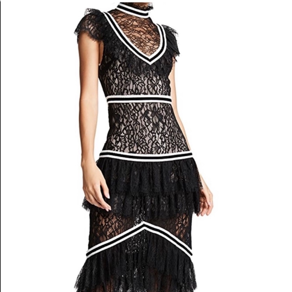 Alice and Olivia Black and White Lace Dress